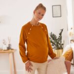Zwangerschaps- en voedingssweatshirt van fleece camel